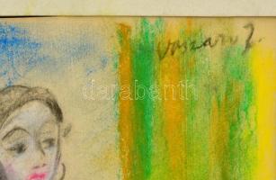 Vaszary jelzéssel: Fekete ruhás nő. Vegyes technika, papír, keretben, 39×30 cm