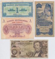 Ausztria / Szövetséges megszállás 1944. 1Sch + 5Sch + 100Sch + Ausztria 1945. 10Sch + 20Sch + 1967. ...