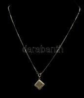 Ezüst(Ag) lánc fényképtartó medállal, jelzett, h: 42 cm, nettó:  4,1 g