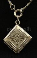 Ezüst(Ag) lánc fényképtartó medállal, jelzett, h: 42 cm, nettó:  4,1 g