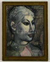 Kondor jelzéssel: Női portré. vegyes technika, karton, üvegezett keretben, 39×29 cm