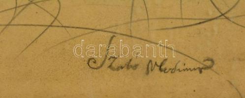 Szabó jelzéssel: Mosolygó férfi. Ceruza, papír, üvegezett keretben, 38×31 cm