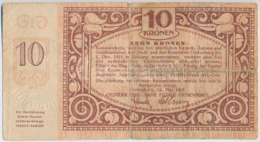 Sopron 1919. 10K "Pesti Magyar Kereskedelmi Bank" szárazbélyegzővel T:III kis szakadás 
H...