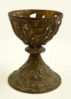 Petróleumlámpa fém váza, m: 19 cm