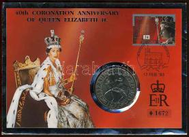 Nagy-Britannia 1993. Erzsébet királynő megkoronázásának 40. évfodulójának alkalmából kiadott érmés boríték 1977-es 25P érmével T:BU
