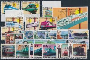 Vasút motívum 35 db bélyeg, 1 kisív és 2 blokk 2 stecklapon Railway 35 stamps, 1 mini sheet and 2 bl...