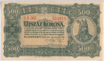 1923. 500K Magyar Pénzjegynyomda Rt. Budapest nyomdahely jelöléssel T:III szép papír