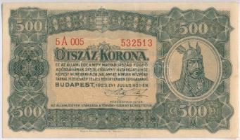 1923. 500K "Magyar Pénzjegynyomda Rt. Budapest" nyomdahely jelöléssel T:III szép papír