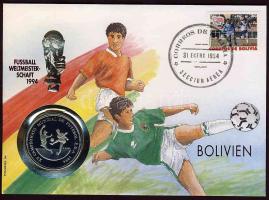 Bolívia 1994. Labdarúgó VB alkalmából kiadott érmés boríték St. Thomas & Princess szigetek 1994. 1000D Ag T:PP érmével, tanúsítvánnyal