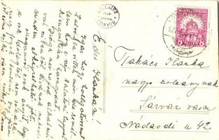 1927 Fonyód, vasútállomás vasutasokkal. Bellainé photo