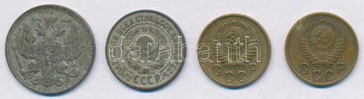 Vegyes: Orosz Birodalom 1909. 20k Ag + Szovjetunió 1925. 15k Ag + 1954. 2k Al-Br + 1956. 2k Al-Br T:...