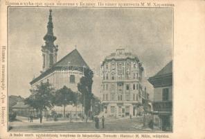 Budapest I. Tabán, Döbrentei tér, Szerb egyházközösség temploma és bérpalotája (1949-ben lebontották)