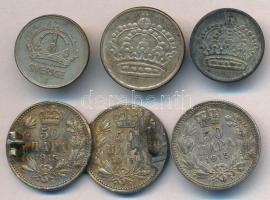 Vegyes: Svédország 1944G 10ö Ag + 1955TS 25ö Ag + 1957TS 10ö Ag + Szerbia 1915. 50p Ag "I. Péte...