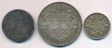 Nagy-Britannia 1816. 1Sh Ag "III. György" + 1923. 1/2C Ag "V. György" + 1931. 6p...