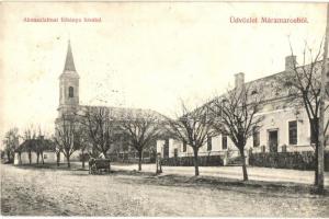 Aknaszlatina, Slatinské Doly, Solotvyno (Máramaros); Főbánya hivatal, utcakép, templom / street view with church, mine office