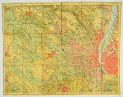 1934 Budai-hegyek, kirándulók térképe, M. Kir. Állami Térképészet, 78x62 cm