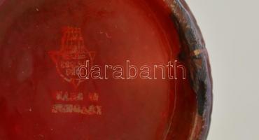 Zsolnay repesztett váza, kézzel festett, jelzett, kis lekopásokkal, m: 22,5 cm