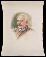 Jelzés nélkül: Tanulmány rajz, férfi portré. szén és színes ceruza, papír, felcsavarva, 58×42 cm és ...
