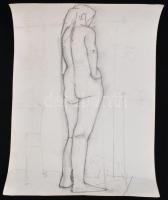 Jelzés nélkül: Tanulmány rajz, férfi portré. szén és színes ceruza, papír, felcsavarva, 58×42 cm és ...