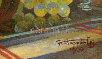 Koleszár György (?-?): Asztali csendélet. Olaj, vászon, jelzett, keretben, 17×26 cm