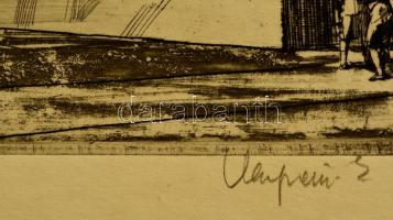 Veszprémi Endre (1925- ): Tiszakécskei Művelődési Ház. Rézkarc, papír, jelzett, 19×30 cm