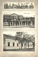 Galánta, Vasútállomás, városháza. Adamkó Béla kiadása / railway station, town hall. Art Nouveau (ázott sarok / wet corner)