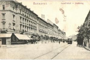 Budapest VIII. József körút, Gruber Károly kávéháza, villamos (fl)