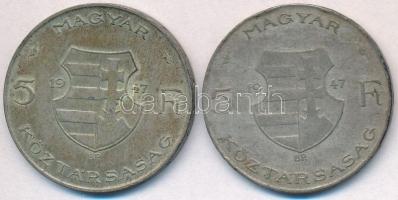 1947. 5Ft Ag "Kossuth" (2x) T:2-,3