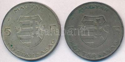 1947. 5Ft Ag "Kossuth" (2x) T:2-