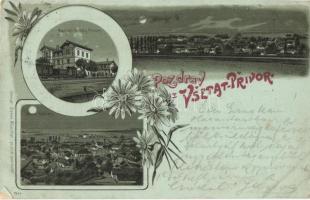 1899 Vsetaty-Prívory, Vsetat-Privor; Nadrazi / railway station. Ottmar Zieher floral, litho (wet damage)