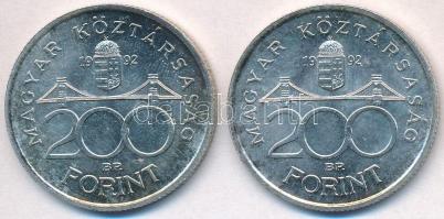 1992. 200Ft Ag "MNB" (2x) T:2 patina