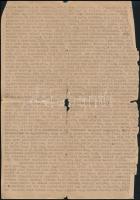 1956 Szemtanú feljegyzése az októberi forradalom eseményeiről, 6 gépelt oldal, szélein és a hajtások...