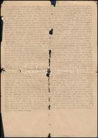 1956 Szemtanú feljegyzése az októberi forradalom eseményeiről, 6 gépelt oldal, szélein és a hajtások...