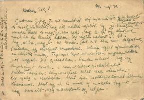 1941 Wessel Imre zsidó 101/34 KMSZ (közérdekű munkaszolgálatos) levele Wessel Zoltánnak a munkatábor...