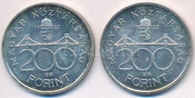 1992. 200Ft Ag "MNB" (2x) T:2 patina