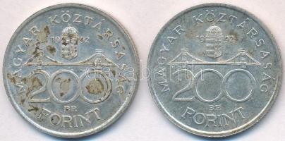1992. 200Ft Ag "MNB" (2x) T:2,2- patina