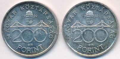1992. 200Ft Ag "MNB" (2x) T:2 patina