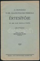 1927-1931 A csongrádi m. kir. állami polgári fiúiskola értesítője. Kiad.: Remlinger Flóris. 54. ill. 58. évf. (1926/27 és 1930/31. iskolaév). Csongrád, Szilber J. Antal. Tűzött papírkötésben, jó állapotban.