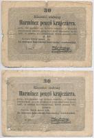 1849. 30kr Kossuth bankó (2x) egyik sorozatszáma csillaggal T:IV Adamo G103