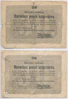 1849. 30kr "Kossuth bankó" (2x) egyik sorozatszáma csillaggal T:IV Adamo G103