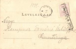 1898 Gyöngyös, Fő tér télen, szánfogatok. Bendl Károly kiadása (EK)