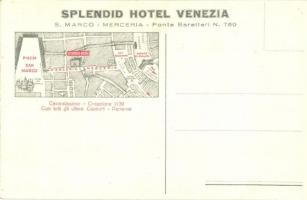 Venice, Venezia; Splendid Hotel advertisement, map on the backside