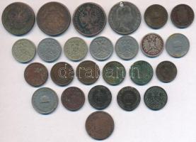 1766-1915. 25db-os vegyes magyar és osztrák fémpénz tétel, közte egy sérült ezüst T:2-3