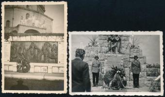 cca 1935-1938 Katonai emlékhelyek, első világháborús emlékmű, Pécs, 2 db fotó, 6x9 cm
