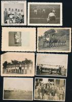 cca 1929-1944 Futballról és futballcsapatokról készült fotók, 8 db, némelyik hátoldalon feliratozva, néhány sérülésekkel, 6x9 cm