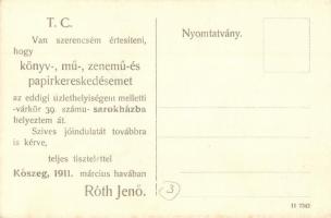 Kőszeg, Róth Jenő könyvüzlete a hátoldalon reklámmal, Decker fodrászata