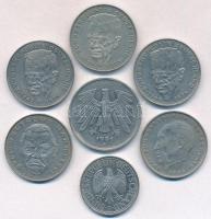 NSZK / Németország 1975-1994. 1M + 2M (5xklf) + 5M T:2,2-
FRG / Germany 1975-1994. 1 Mark + 2 Mark ...