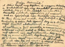 1944 A tabi zsidó templom udvarán felállított gettóból feladott levelezőlap / Letter from the ghetto...