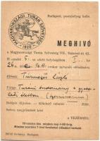1920 A Magyarországi Turáni Szövetség meghívója Budapesten / Irredenta invitation card
