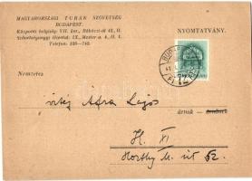 1920 A Magyarországi Turáni Szövetség meghívója Budapesten / Irredenta invitation card